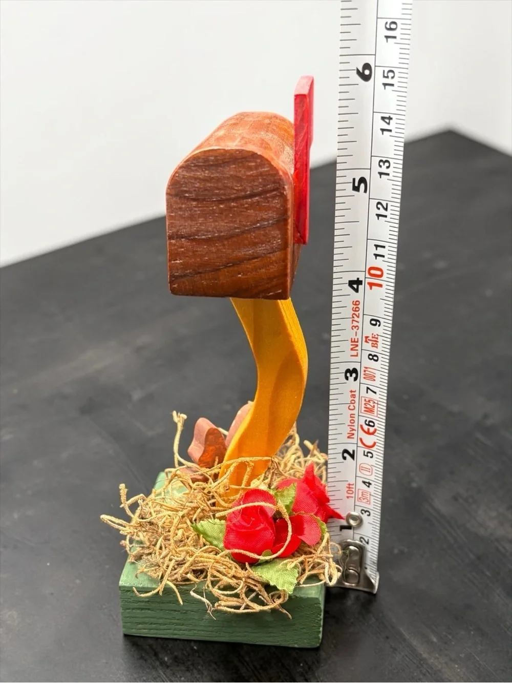 Vintage Hand Carved Mini Wooden Mailbox w/ Squirrel Decor 6 inches tall EUC